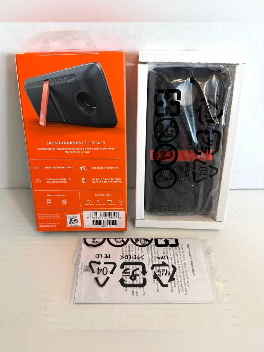 NIB* JBL SoundBoost Moto Mod Speaker Box for Motorola Moto Z Phones